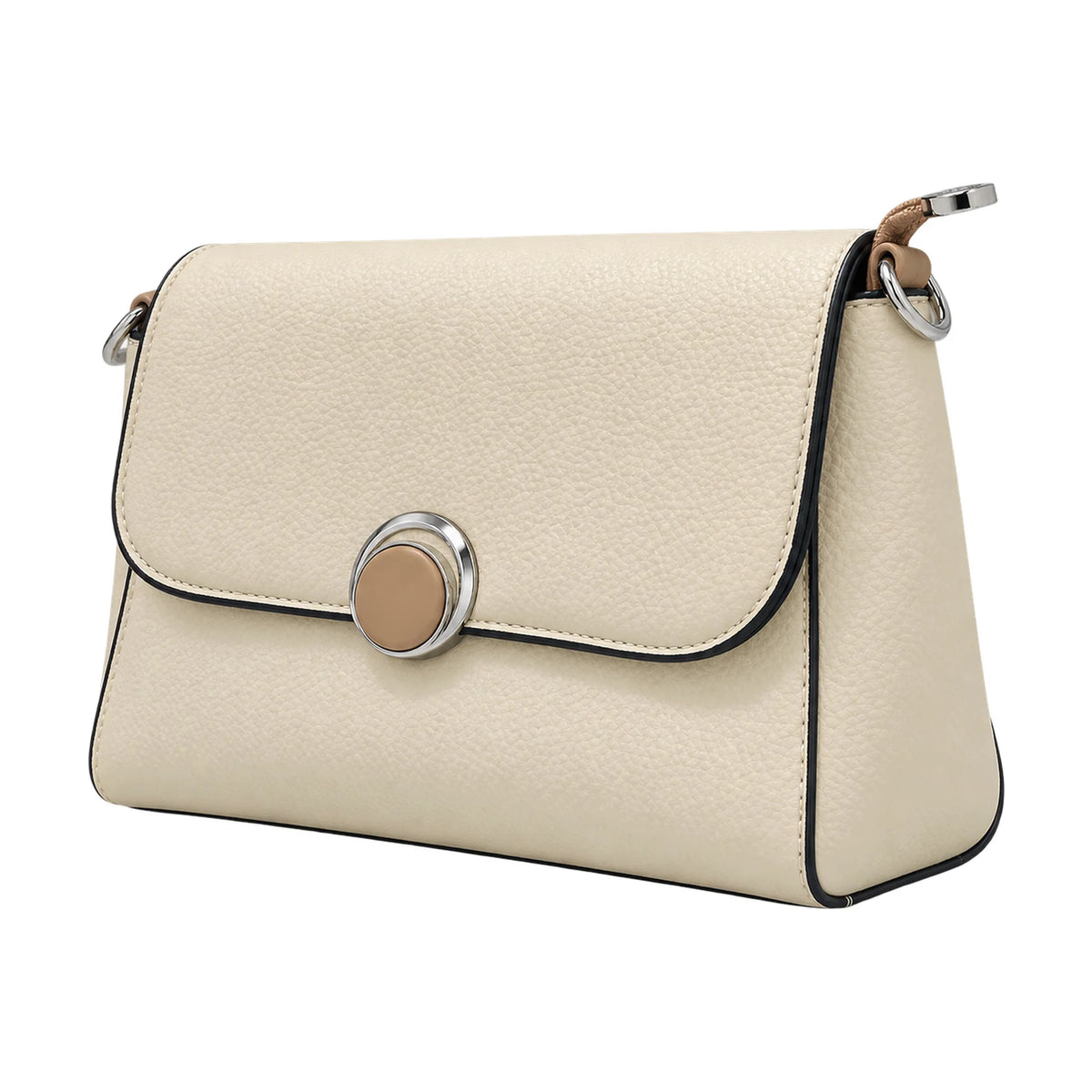 Classic Flap cream crossbody bag – Vice Versa, side angle view