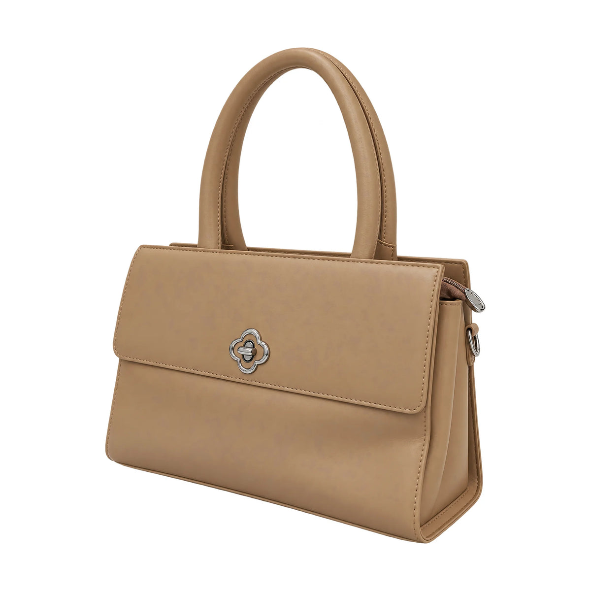 Envelope Flap tan handbag – Vice Versa, side angle view