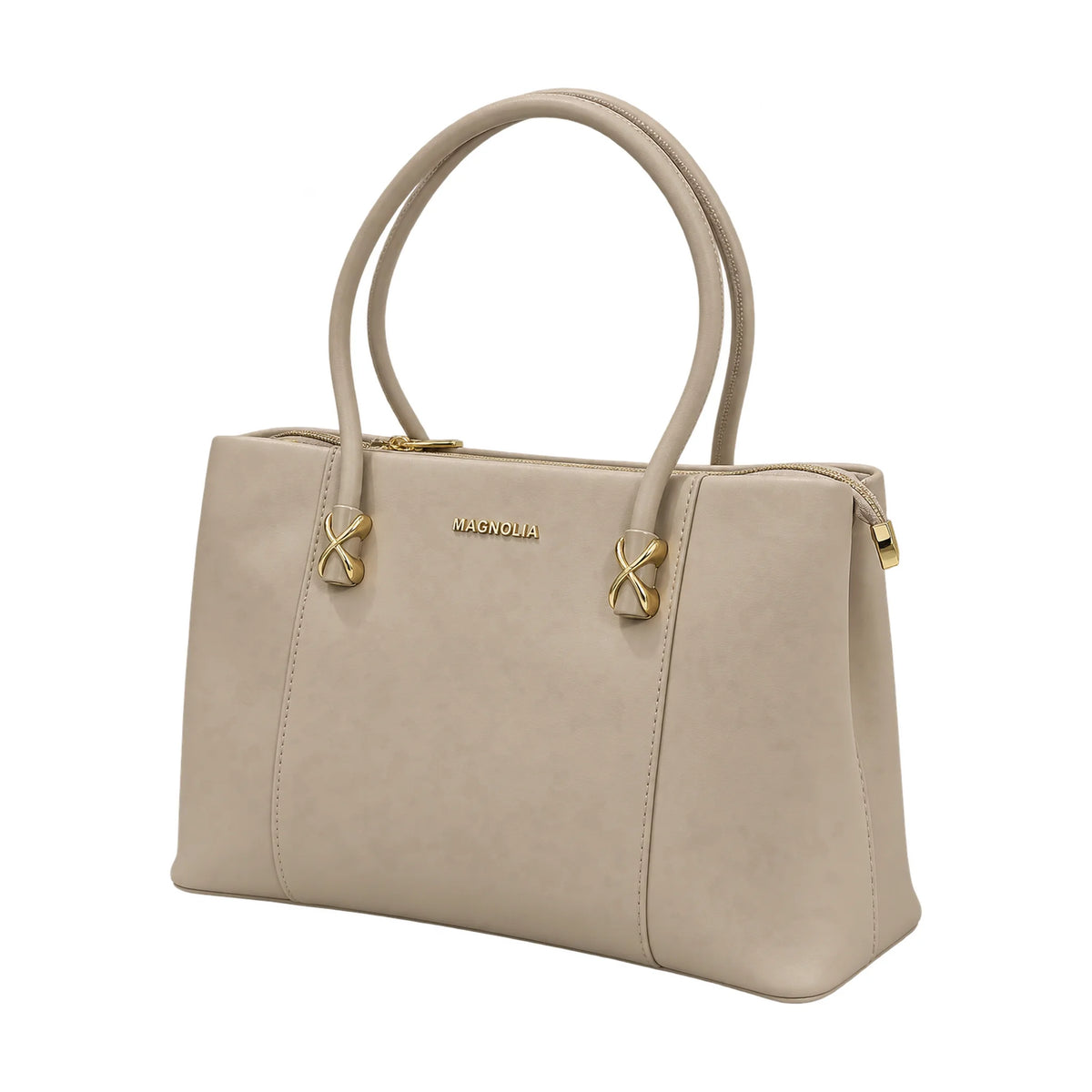 Magnolia beige tote bag – Vice Versa, side angle view
