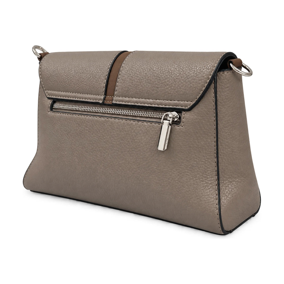 Solid Colour taupe crossbody bag – Vice Versa, back view