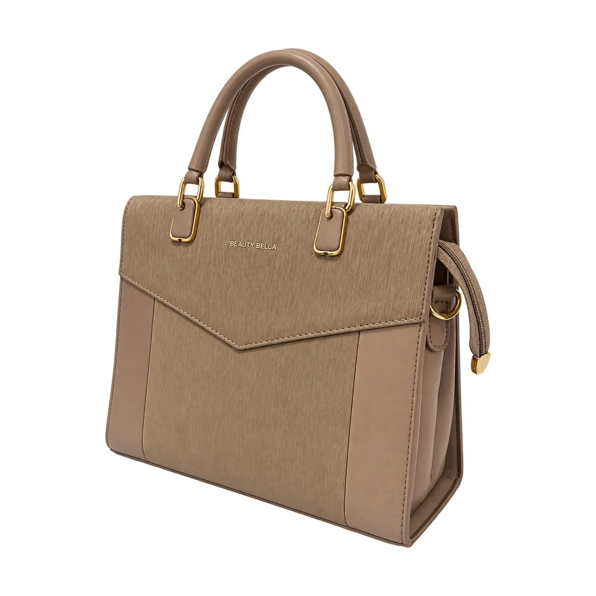 Textured Panel brown tote bag – Vice Versa, side angle view