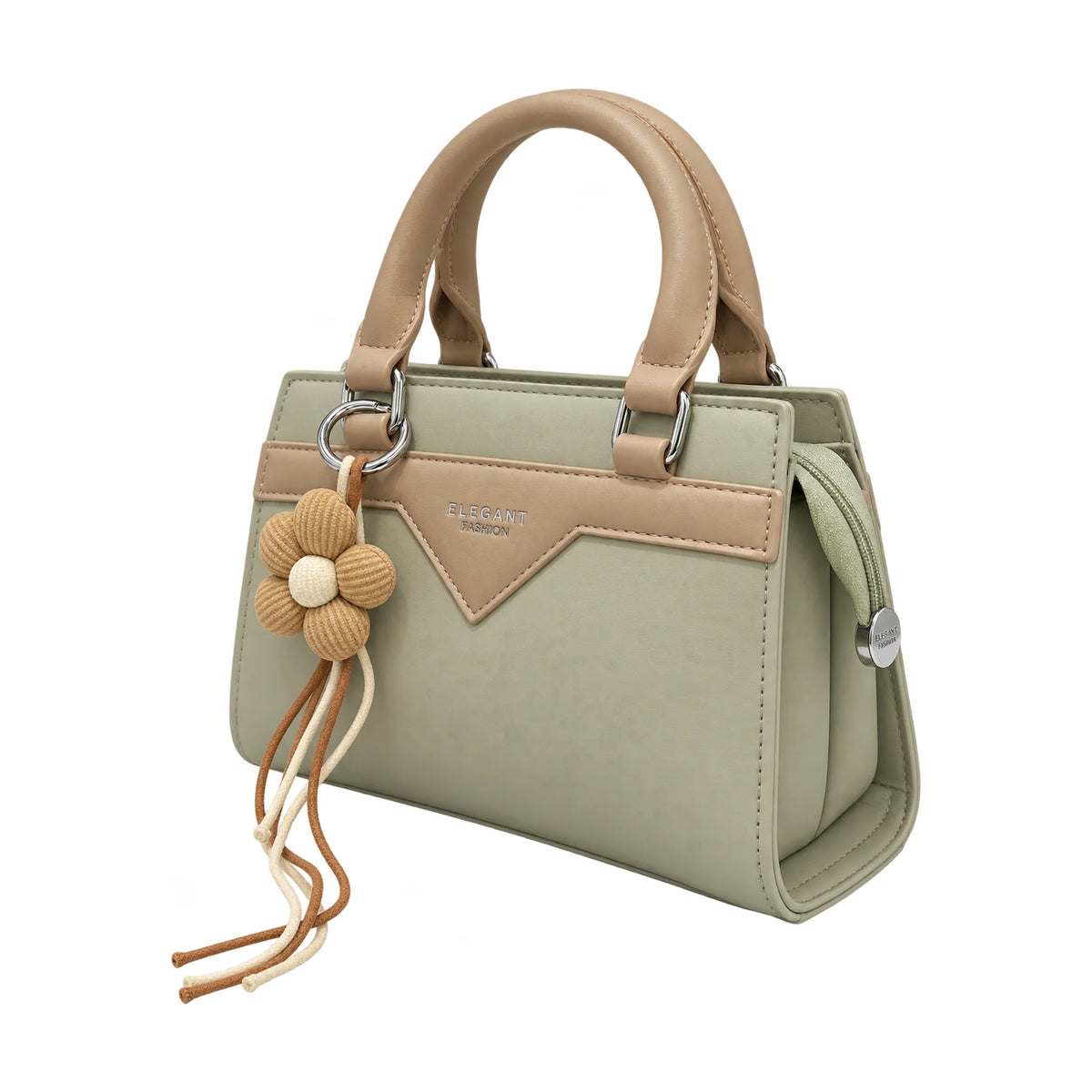 Zeenique sage green shoulder bag – Vice Versa, side angle view